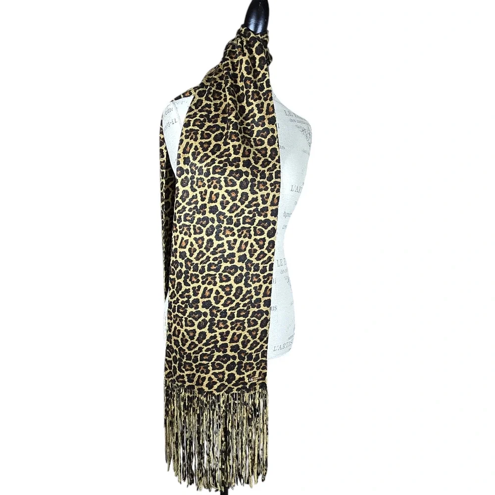 Michael Kors‎ Scarf Leopard Print Fringe 11